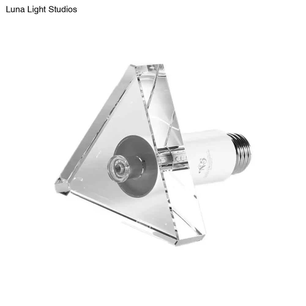 Modernist Triangle Led Ceiling Light With Clear Crystal - Flush Mount For Corridors