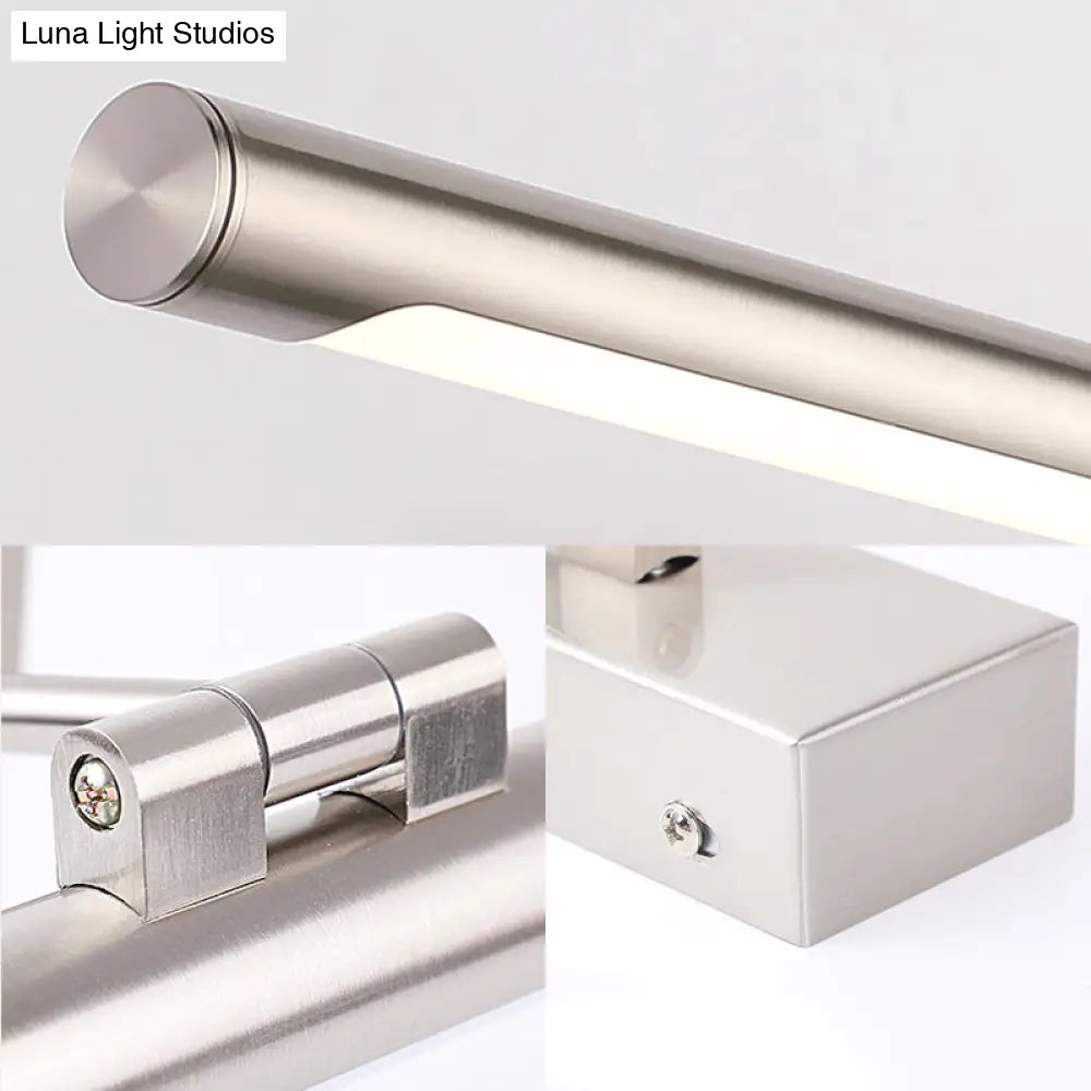 Modernist Tubular Wall Lamp In Gold Metal With Led Vanity Lighting - 16.5/20.5 Width Ideal For