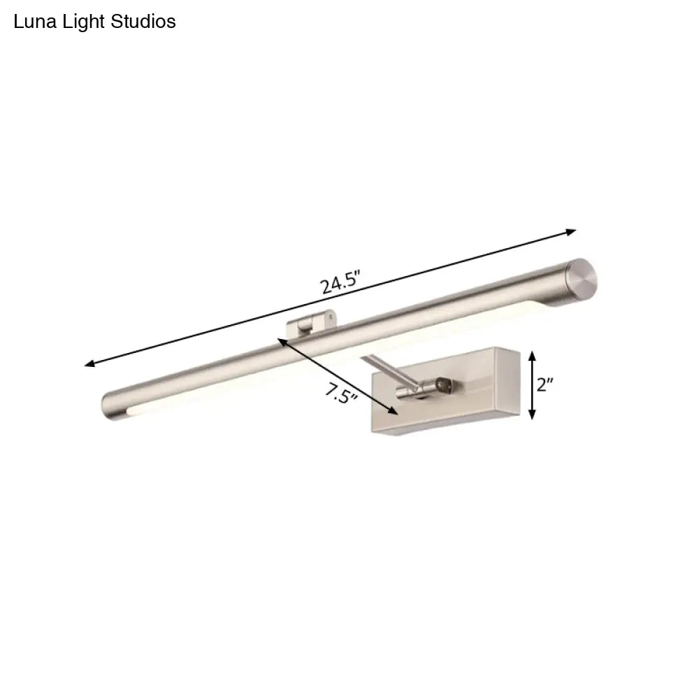 Modernist Tubular Wall Lamp In Gold Metal With Led Vanity Lighting - 16.5/20.5 Width Ideal For