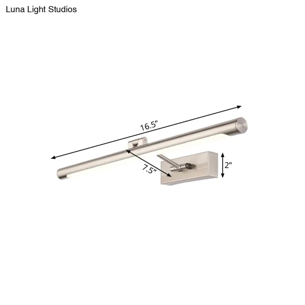 Modernist Tubular Wall Lamp In Gold Metal With Led Vanity Lighting - 16.5/20.5 Width Ideal For