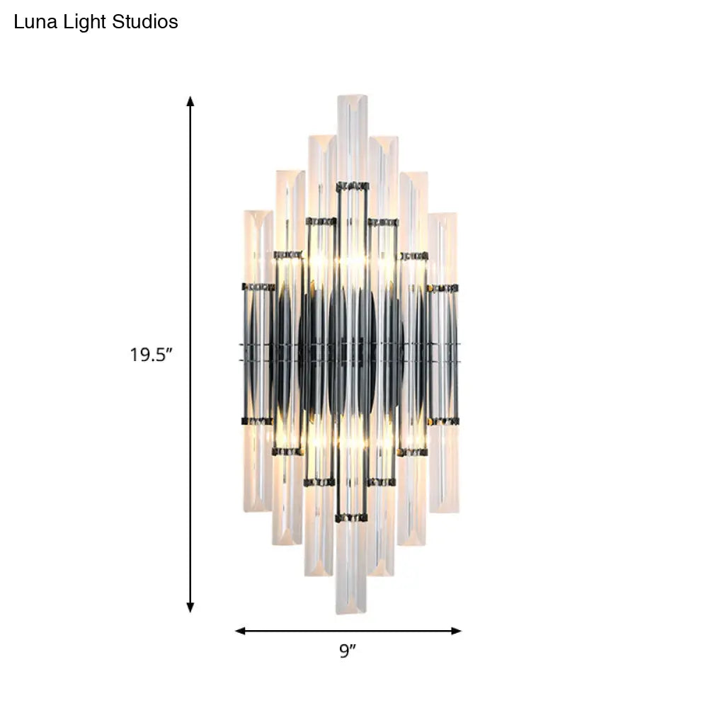 Modernist Tubular Wall Lighting With Clear Crystal 2 Lights Chrome Finish - Living Room Fixture