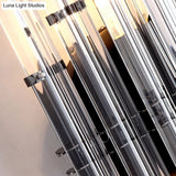 Modernist Tubular Wall Lighting With Clear Crystal 2 Lights Chrome Finish - Living Room Fixture