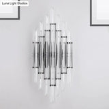 Modernist Tubular Wall Lighting With Clear Crystal 2 Lights Chrome Finish - Living Room Fixture