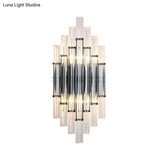 Modernist Tubular Wall Lighting With Clear Crystal 2 Lights Chrome Finish - Living Room Fixture