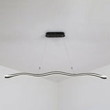 Modernist Wavy Strip Led Island Pendant - Acrylic Dining Room Hanging Lamp Kit Black / 39.5 Natural