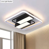 Modernist White & Black Acrylic Flush Mount Light - 18/21.5 W Led Square Rectangle White/Warm/3