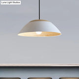 Modernist White/Black Restaurant Pendant Light With Dome Metal Shade - Sleek Ceiling Hang Fixture