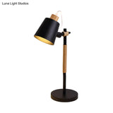 Modernist White/Black Small Desk Lamp With Metal Shade - 1 Head Study Task Lighting