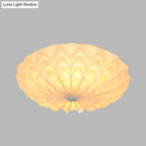 Modernist White Finish Flush Mount Light Fixture With Folding Bowl Acrylic Shade - 3 Heads Bedroom