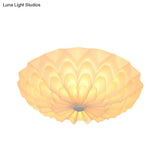 Modernist White Finish Flush Mount Light Fixture With Folding Bowl Acrylic Shade - 3 Heads Bedroom