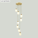 Modernist White Glass Multi Light Pendant Chandelier With 8-Light Tulips Shades