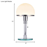 Modernist White Glass Mushroom Table Lamp With Chrome Finish - Perfect For Bedside
