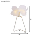 Modernist White Petal Night Lamp With Wire Pedestal - 2-Layer Design Acrylic Table Light 1 Bulb