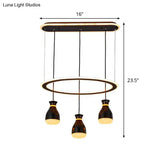 Modernist Wine Jar Led Pendant Light - Black Acrylic 3 Lights Dining Room Lamp With Loop Detail