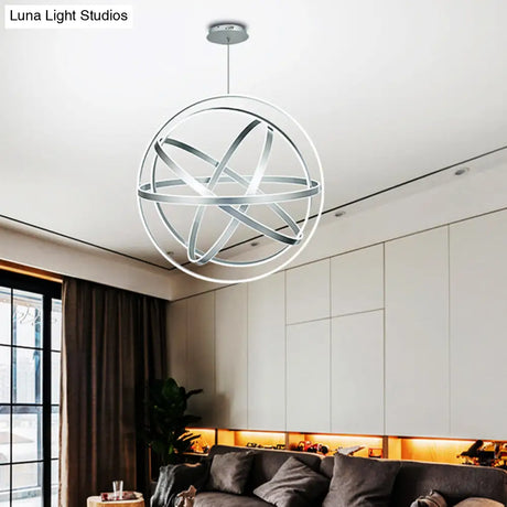 Modernistic Acrylic Globe Chandelier Pendant - 19.5’ Wide 1-Light White Ceiling Fixture