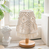 Modernistic Conical Nightstand Lamp: Fabric Shade White Reading Light With Fringe Décor