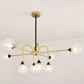 Modo Glass Suspension Light - Nordic 8-Head Chandelier in Gold Finish for Dining Room Gold / Clear