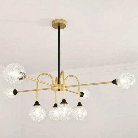 Modo Glass Suspension Light - Nordic 8-Head Chandelier in Gold Finish for Dining Room Gold / Clear