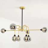 Modo Glass Suspension Light - Nordic 8-Head Chandelier in Gold Finish for Dining Room Gold / Smoke Grey