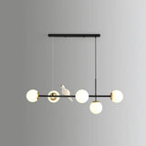 Modo Island Glass 5-Light Pendant Light For Restaurants Black / Milk White Bird