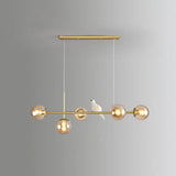 Modo Island Glass 5-Light Pendant Light For Restaurants Gold / Amber Bird
