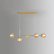 Modo Island Glass 5-Light Pendant Light For Restaurants Gold / Amber Globe
