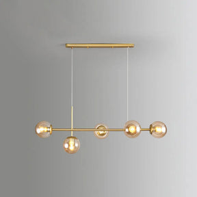 Modo Island Glass 5-Light Pendant Light For Restaurants Gold / Amber Globe