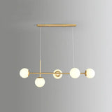 Modo Island Glass 5-Light Pendant Light For Restaurants Gold / Milk White Globe