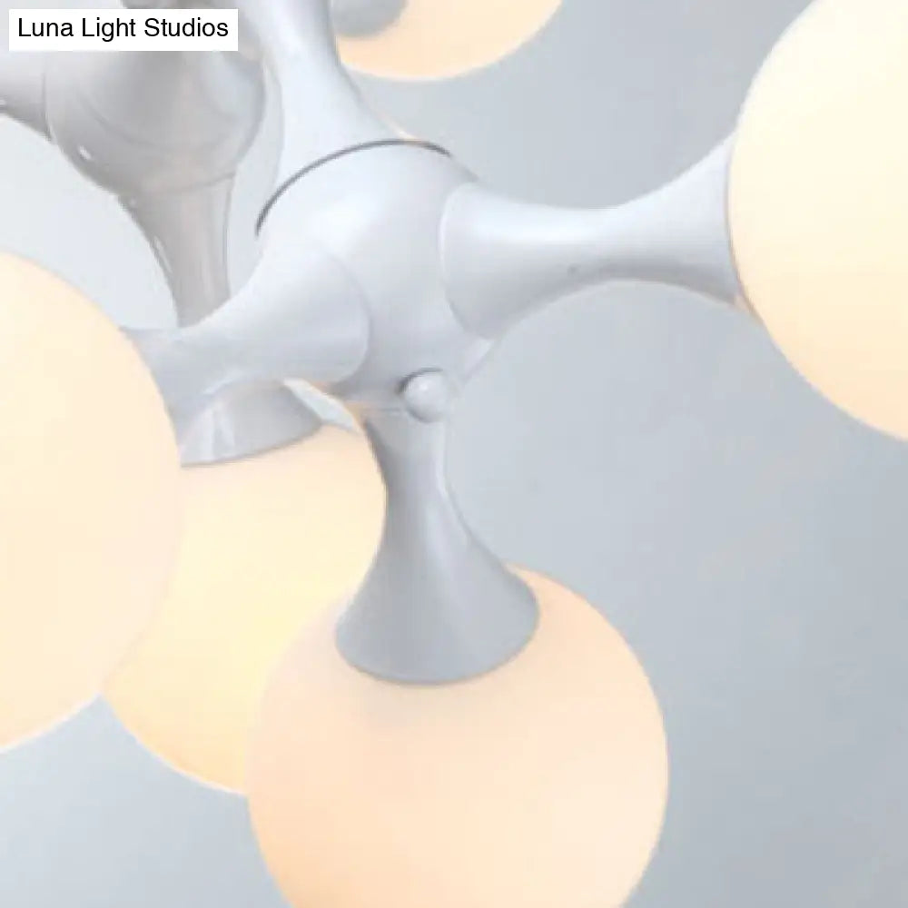 Molecular Nordic Style Semi Flush Light - Frosted Glass 3 Lights Chrome/White Ceiling Mounted