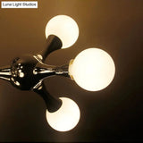 Molecular Nordic Style Semi Flush Light - Frosted Glass 3 Lights Chrome/White Ceiling Mounted