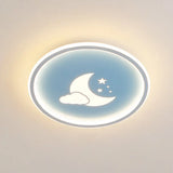 Moon And Star Flush Mount Ceiling Light For Modern Bedrooms Blue / 19.5 Natural