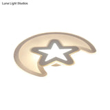 Moon And Star Led Ceiling Light With Modern White Finish - Perfect For Kid’s Bedroom