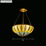 Moroccan 3-Headed Yellow Metallic Bowl Ceiling Chandelier For Restaurants