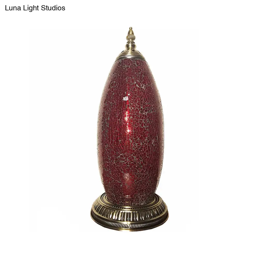 Moroccan Red Crackle Glass Bedroom Nightstand Lamp - Single Head Task Light