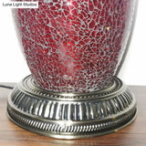 Moroccan Red Crackle Glass Bedroom Nightstand Lamp - Single Head Task Light