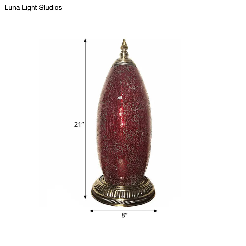 Moroccan Red Crackle Glass Bedroom Nightstand Lamp - Single Head Task Light