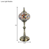 Moroccan Stained Glass Bronze Table Light: Spherical Task Lighting For Restaurants