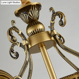 Mosaic Design Tiffany Chandelier With 6/8 Lights In Aged Brass And White Glass Pendant