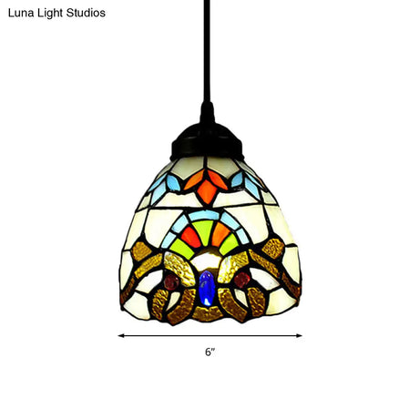 Multi-Color Art Glass Pendant Light In Baroque Style For Ceiling Fixture
