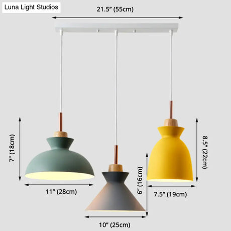 Multi-Color Macaroon Style Pendant Light With Aluminum Shade For Dining And Bedroom