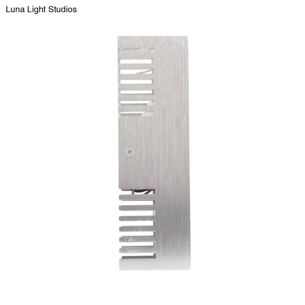 Multicolored Led Wall Sconce Lamp: Modern Slotted Aluminum Fixture In Brushed Silver
