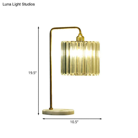 Muscida - Clear Drum Shade Night Table Light Simplicity Faceted Crystal 1 Bedroom Nightstand Lamp