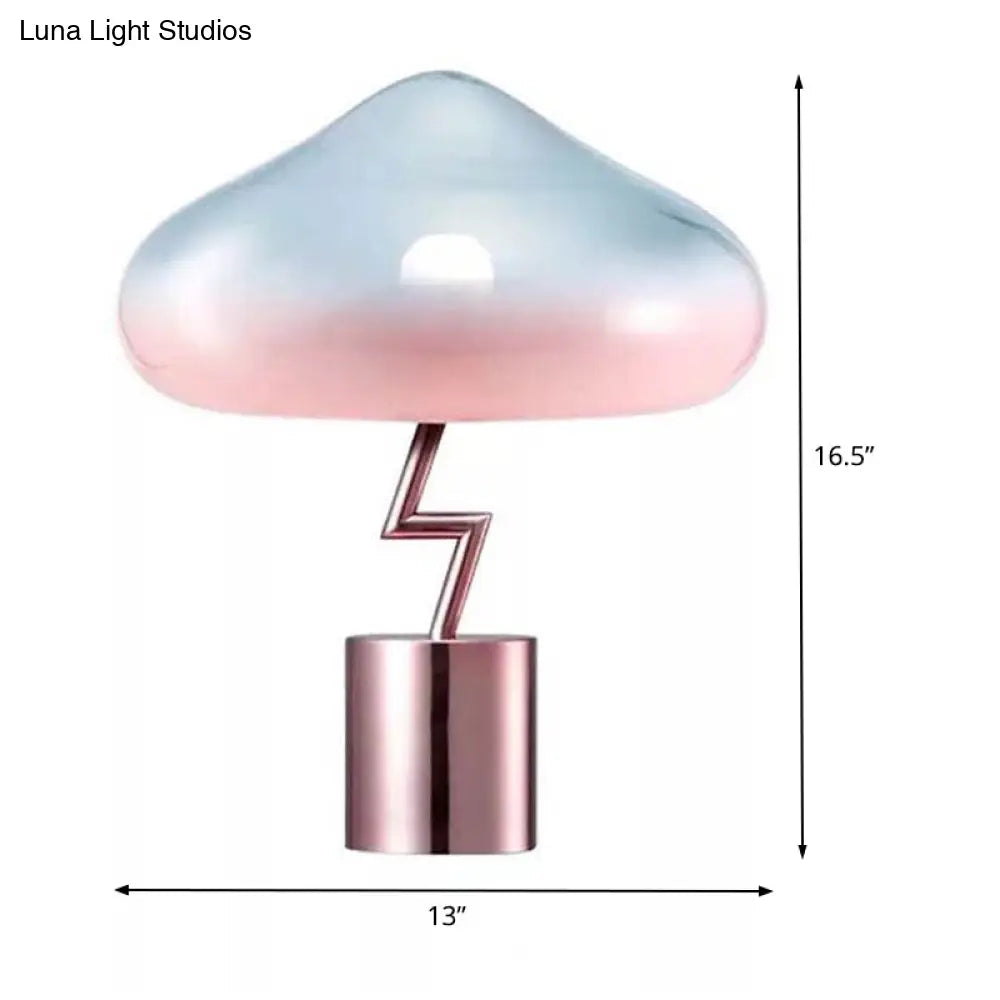 Mushroom Desk Light - Modernist Pink And Blue Glass Bedroom Night Table Lamp
