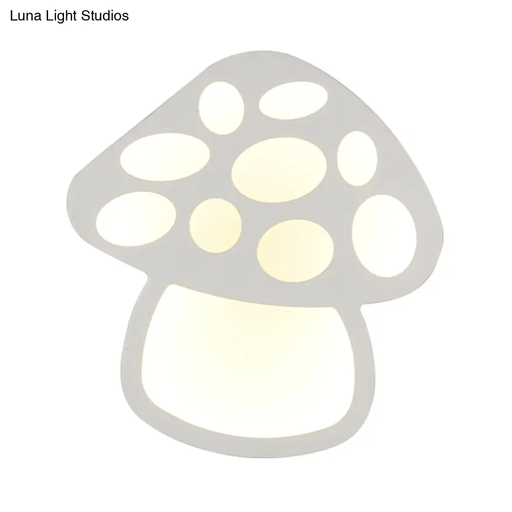 Mushroom Led Wall Light For Kids Foyer And Bathroom - Slim Design Acrylic Material White Glow