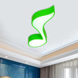 Musical Note Led Ceiling Lamp In Red/Green/Yellow For Kindergarten Green