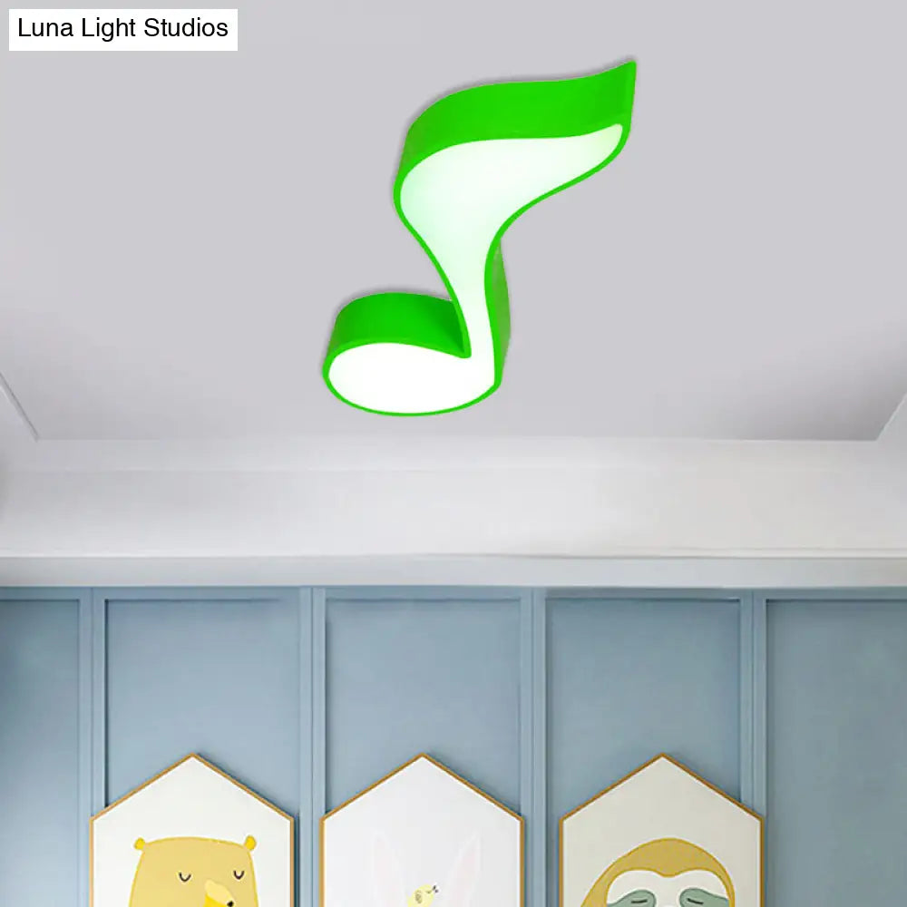 Musical Note Led Ceiling Lamp In Red/Green/Yellow For Kindergarten
