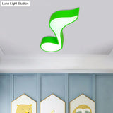 Musical Note Led Ceiling Lamp In Red/Green/Yellow For Kindergarten