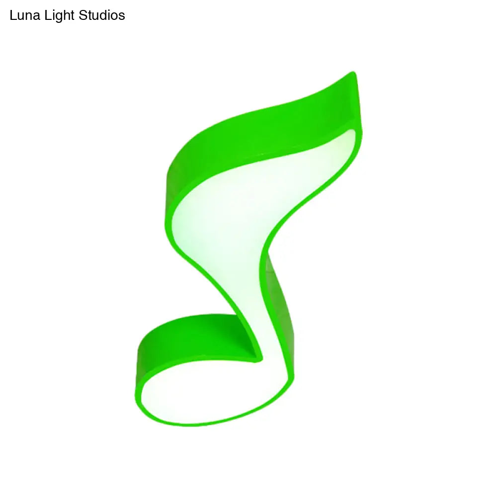 Musical Note Led Ceiling Lamp In Red/Green/Yellow For Kindergarten