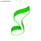Musical Note Led Ceiling Lamp In Red/Green/Yellow For Kindergarten