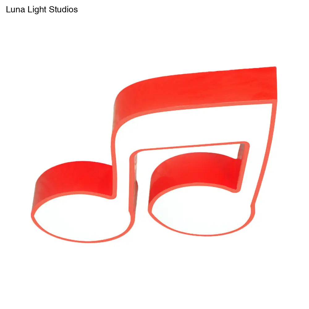 Musical Note Led Ceiling Lamp In Red/Green/Yellow For Kindergarten
